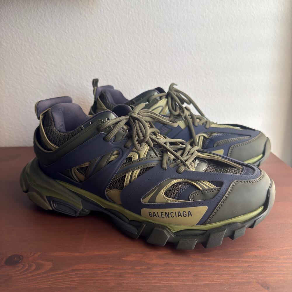Balenciaga Track Trainer Sneakers Navy Khaki Green Chunky Runner EU 44 US 11